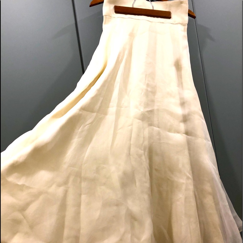 Custom-made ivory silk & tulle skirt